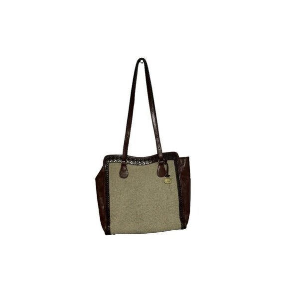 Brahmin Embossed Leather & Woven Shoulder Bag - Picture 1 of 8